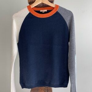 KIER + J Women Crewneck Sweater - Navy, Gray, Cream, and  Orange